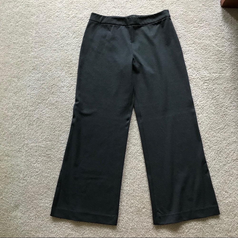 Dark grey stretch knit straight leg pants